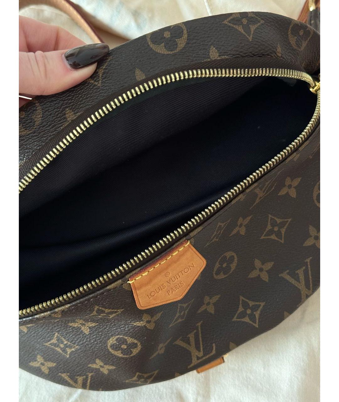 LOUIS VUITTON Коричневая кожаная поясная сумка, фото 3