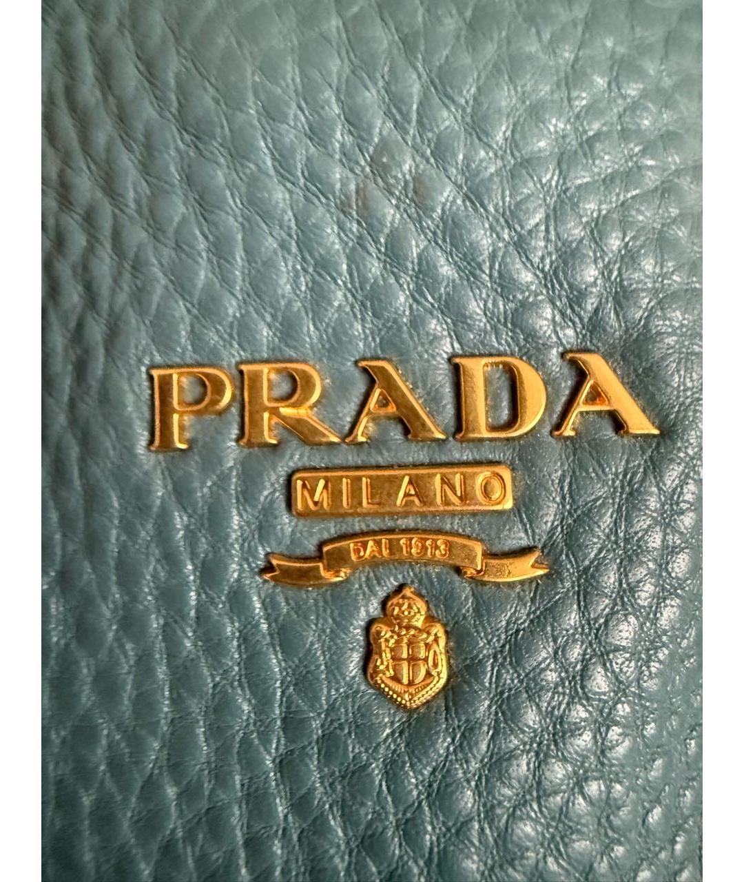 PRADA Голубая кожаная сумка тоут, фото 5