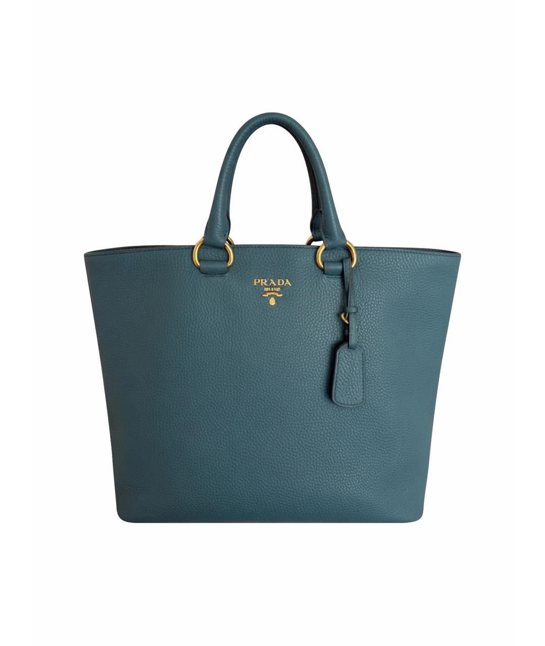 PRADA Голубая кожаная сумка тоут, фото 1