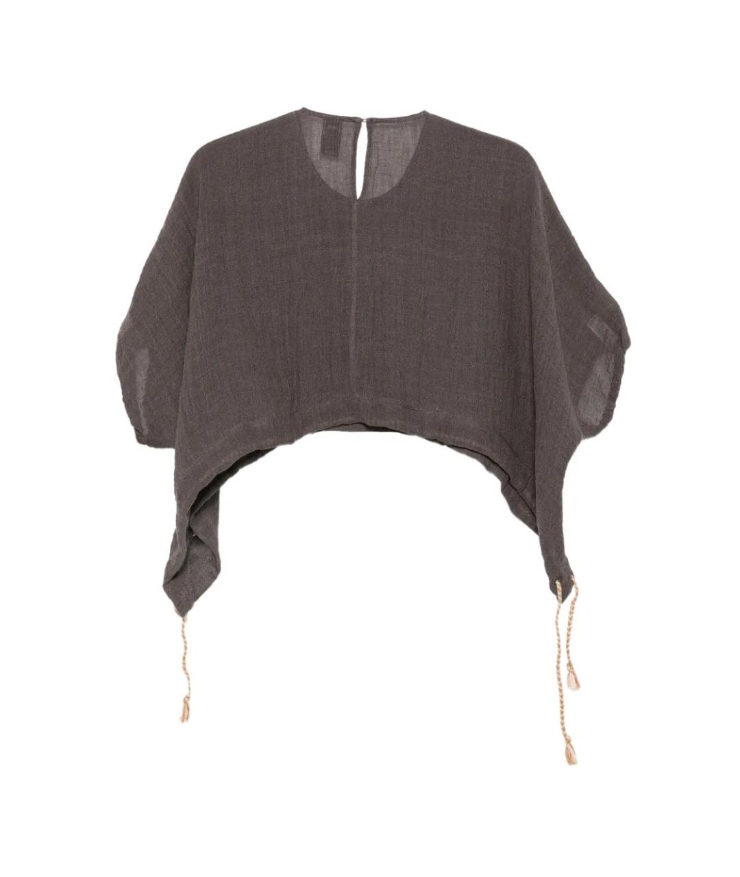 120% LINO Коричневая льняная блузы, фото 2