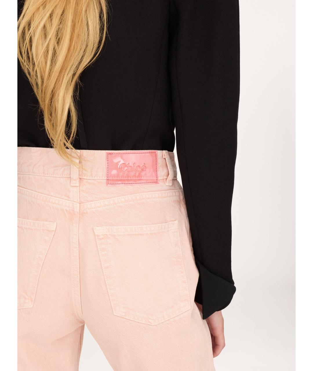 CHLOE Розовые хлопковые прямые джинсы, фото 5