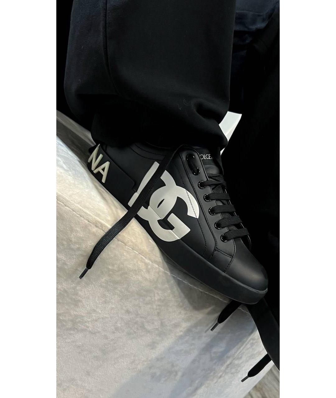 DOLCE&GABBANA Черные кожаные кеды, фото 4