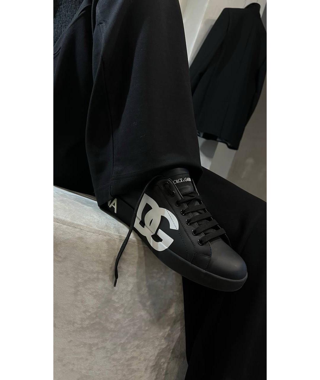 DOLCE&GABBANA Черные кожаные кеды, фото 5