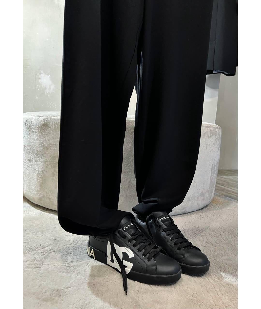 DOLCE&GABBANA Черные кожаные кеды, фото 6