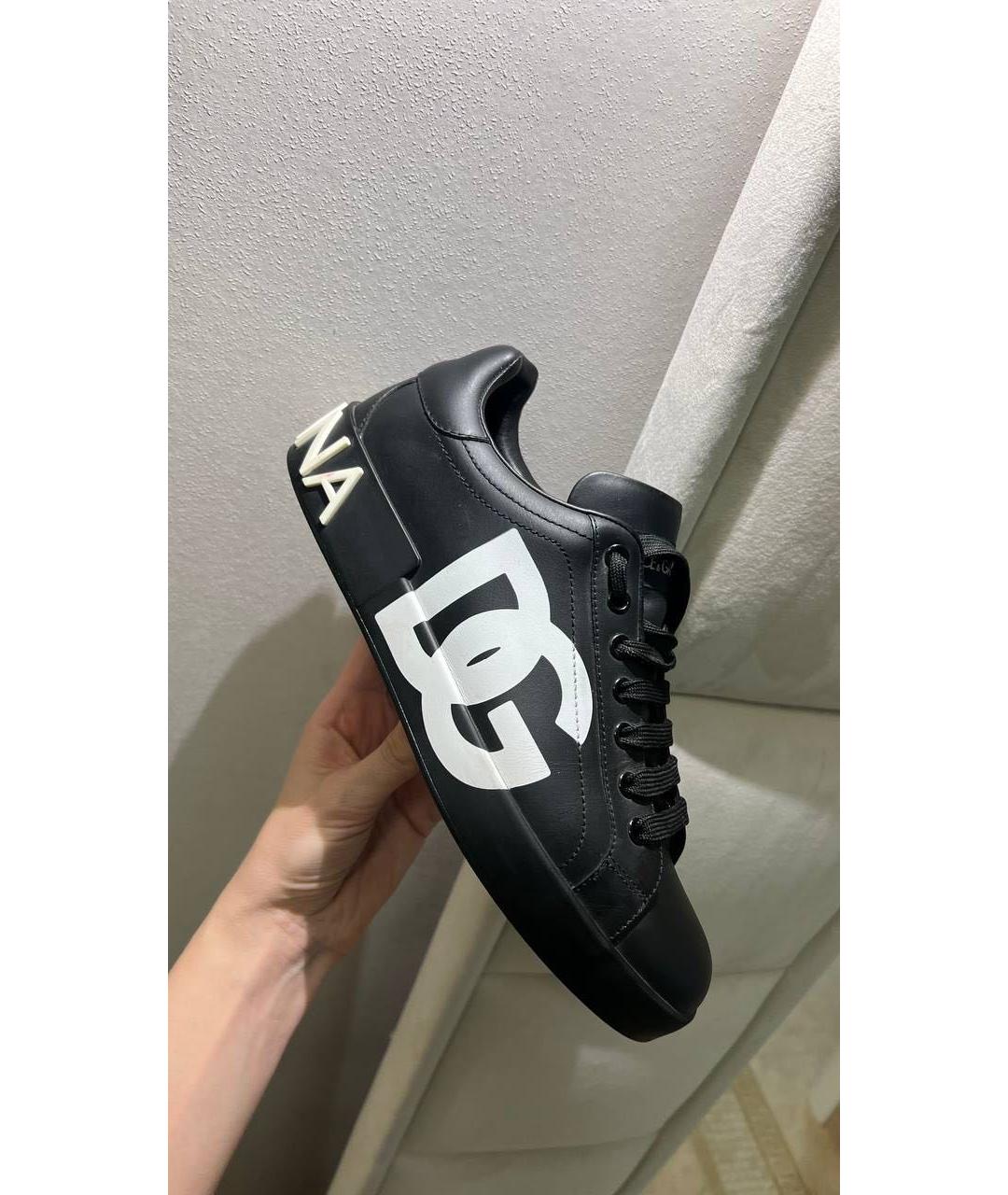 DOLCE&GABBANA Черные кожаные кеды, фото 3