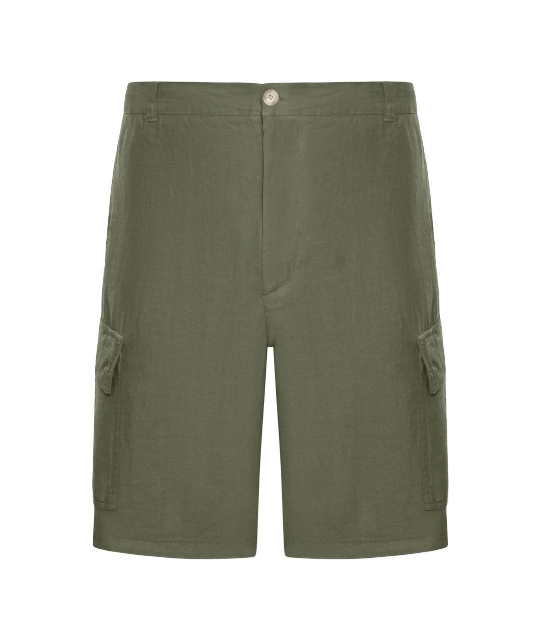 120% LINO Зеленые льняные шорты, фото 3