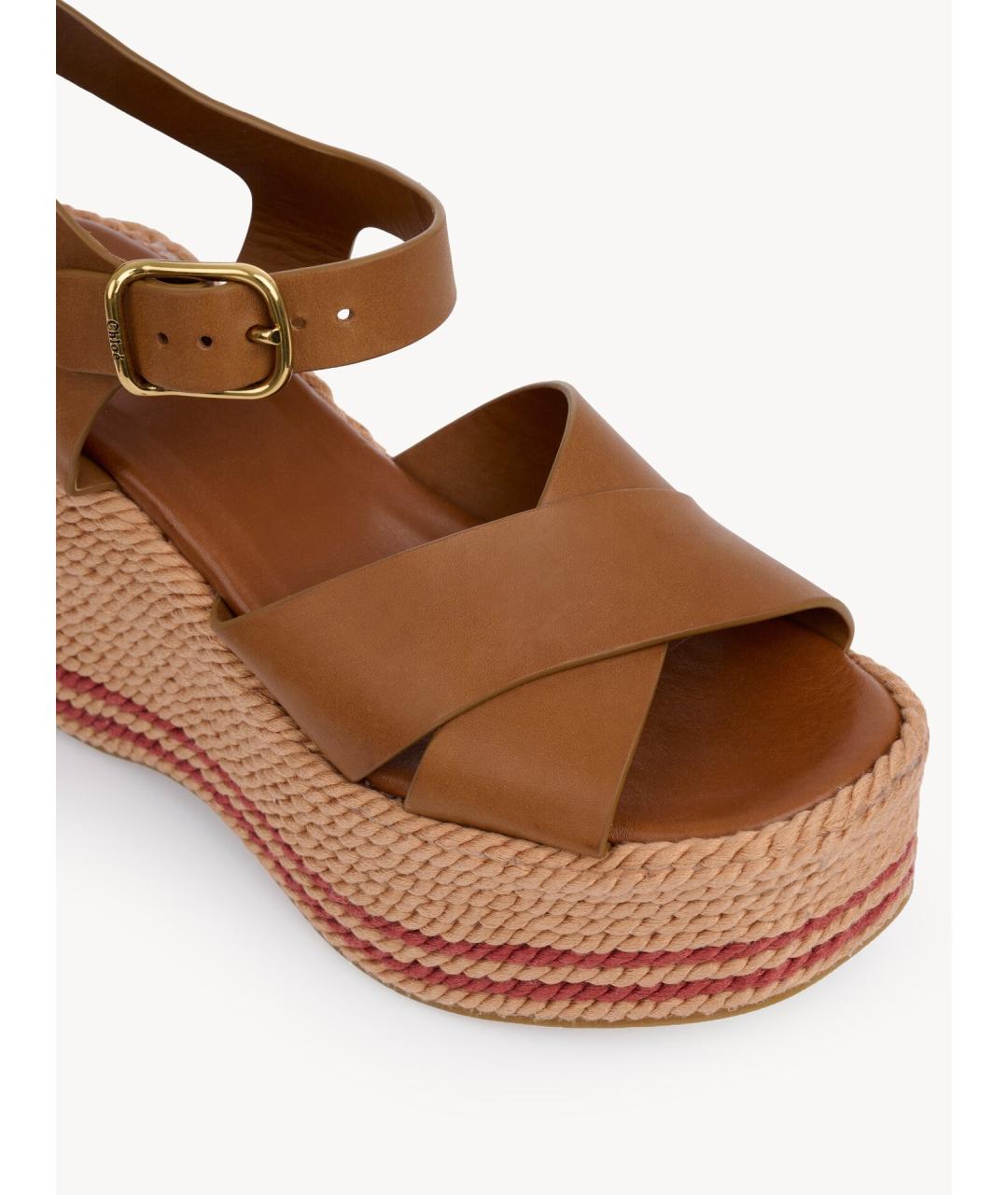CHLOE Коричневые кожаные босоножки, фото 5