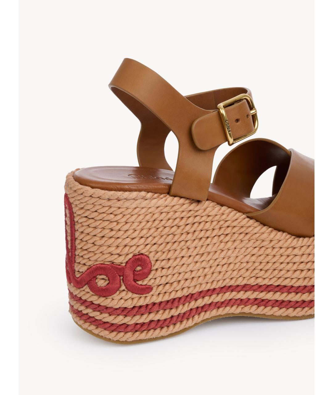 CHLOE Коричневые кожаные босоножки, фото 3