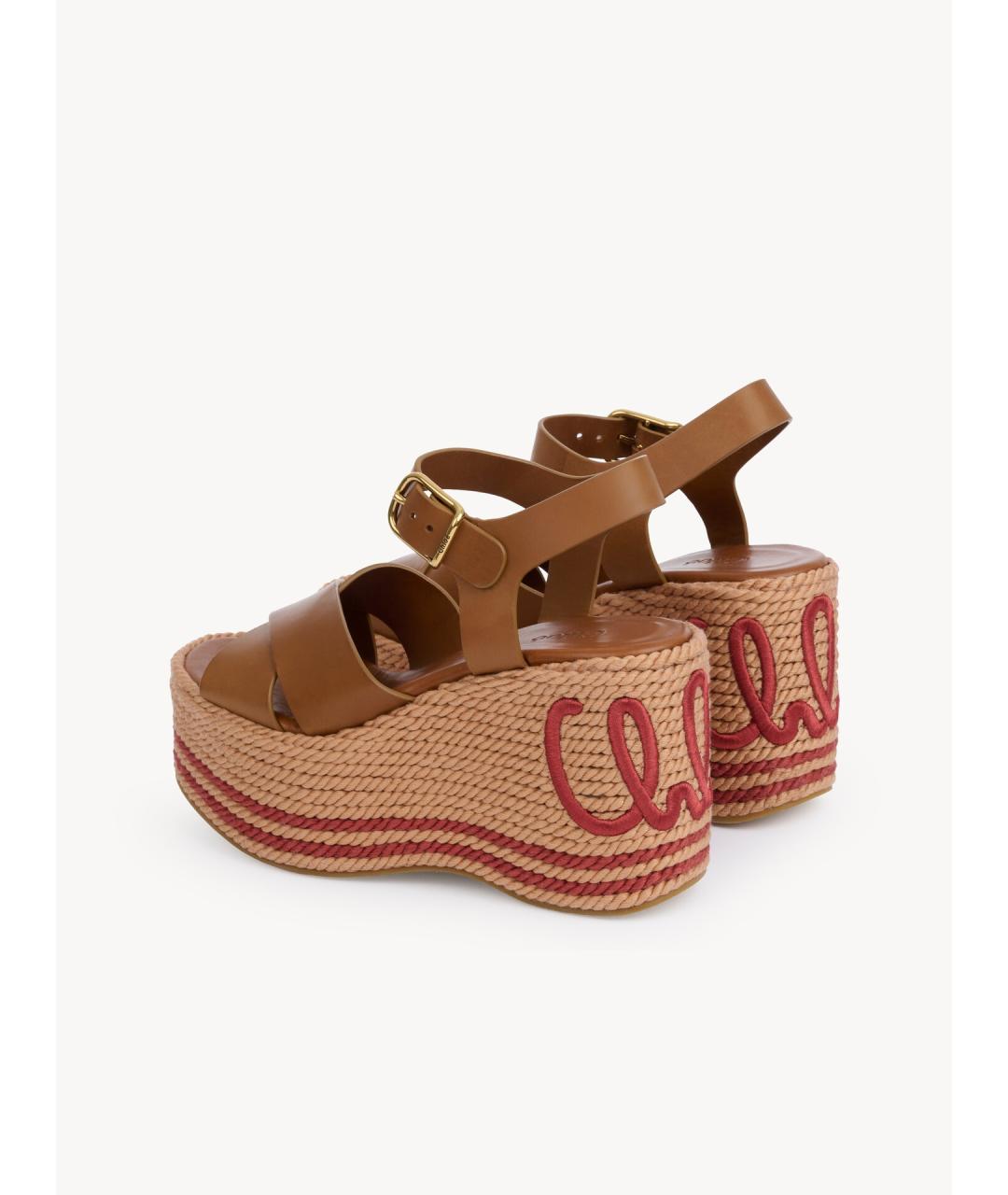 CHLOE Коричневые кожаные босоножки, фото 4