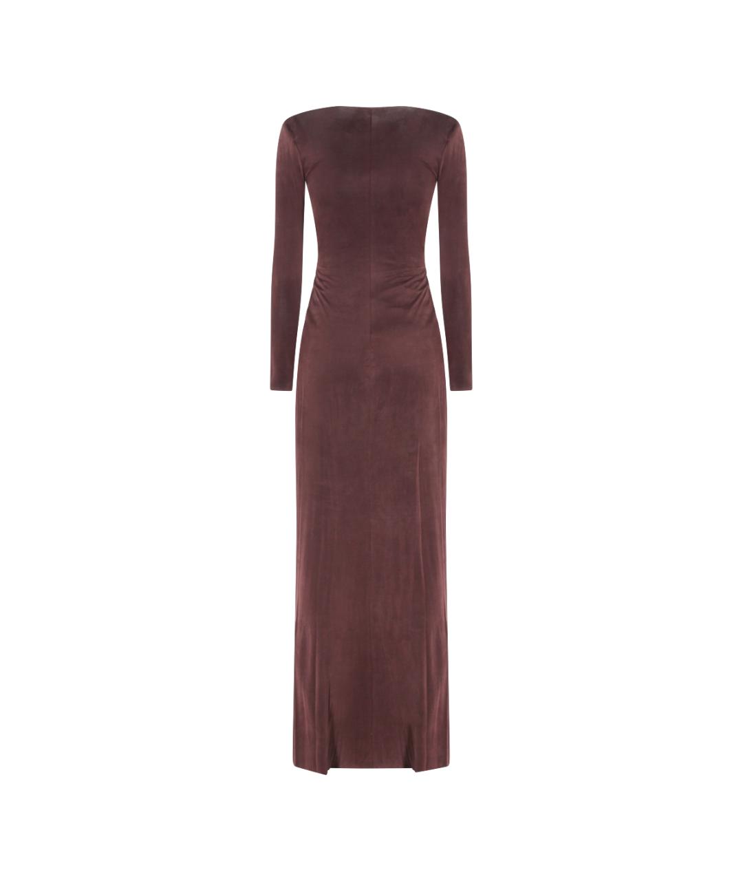 ELISABETTA FRANCHI Коричневое вискозное вечернее платье, фото 2