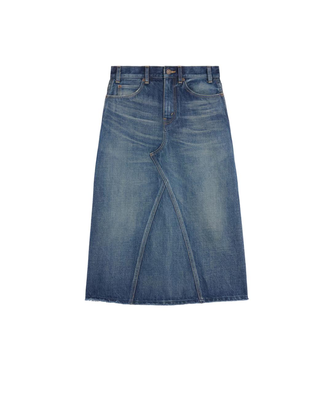CELINE Синяя хлопковая юбка миди, фото 1