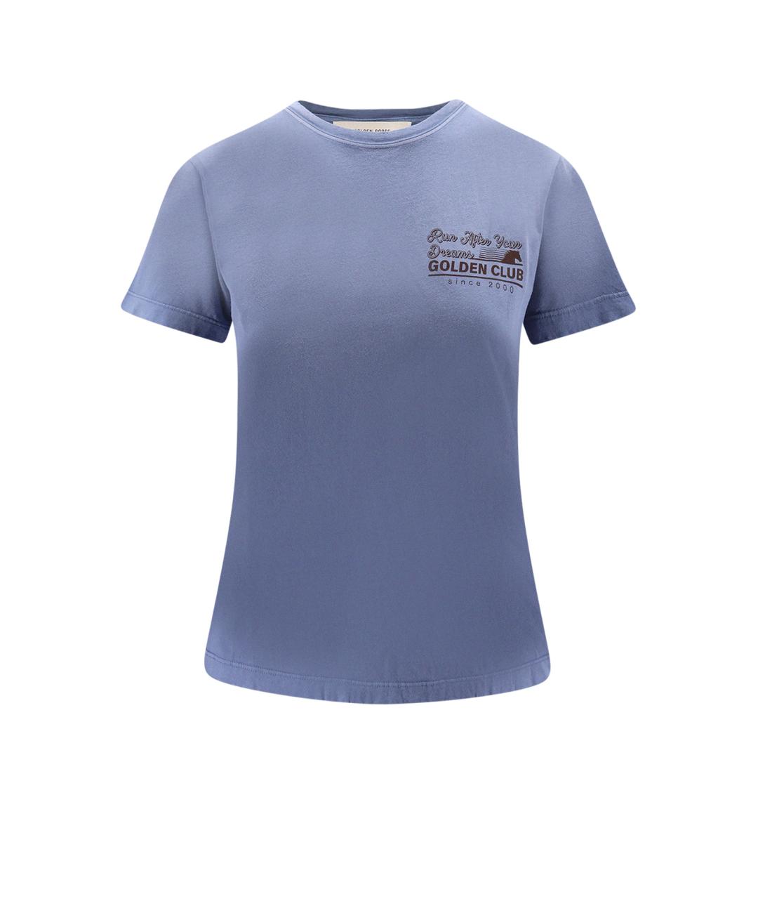 GOLDEN GOOSE DELUXE BRAND Синяя хлопковая футболка, фото 1