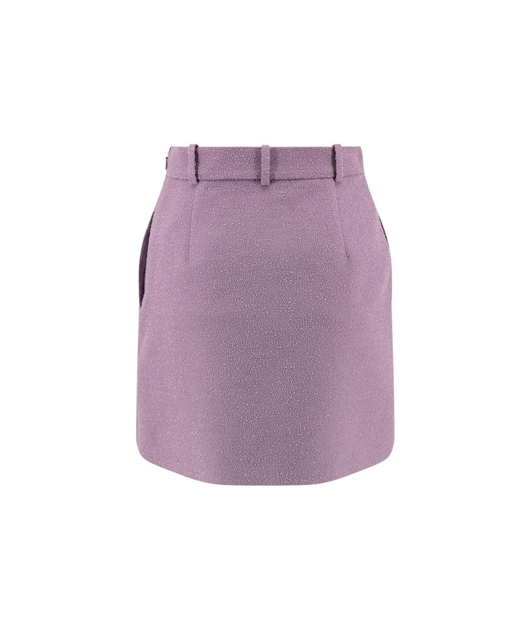 CHRISTIAN DIOR Фиолетовая шерстяная юбка мини, фото 2