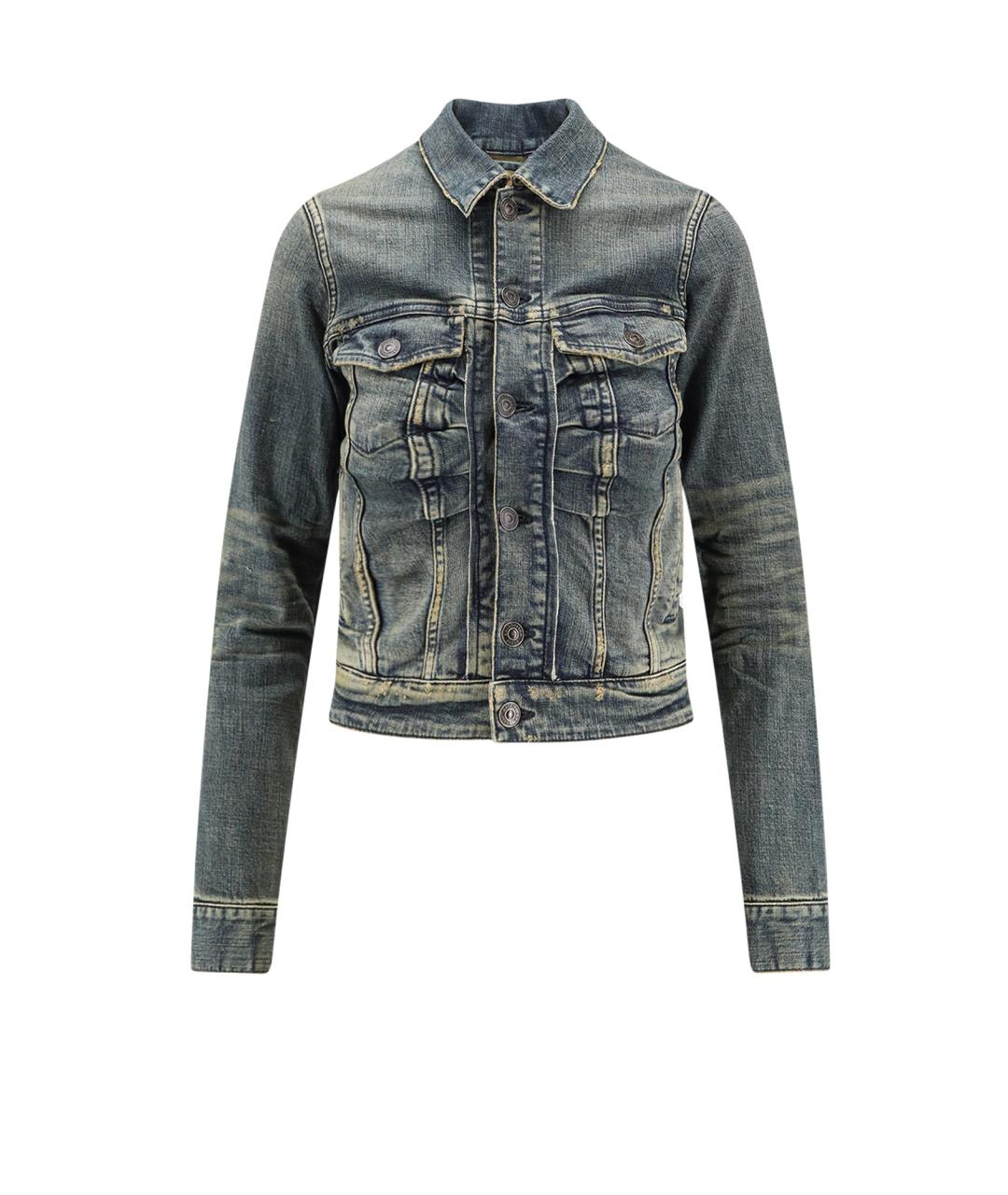 BALENCIAGA Синяя хлопко-эластановая куртка, фото 1