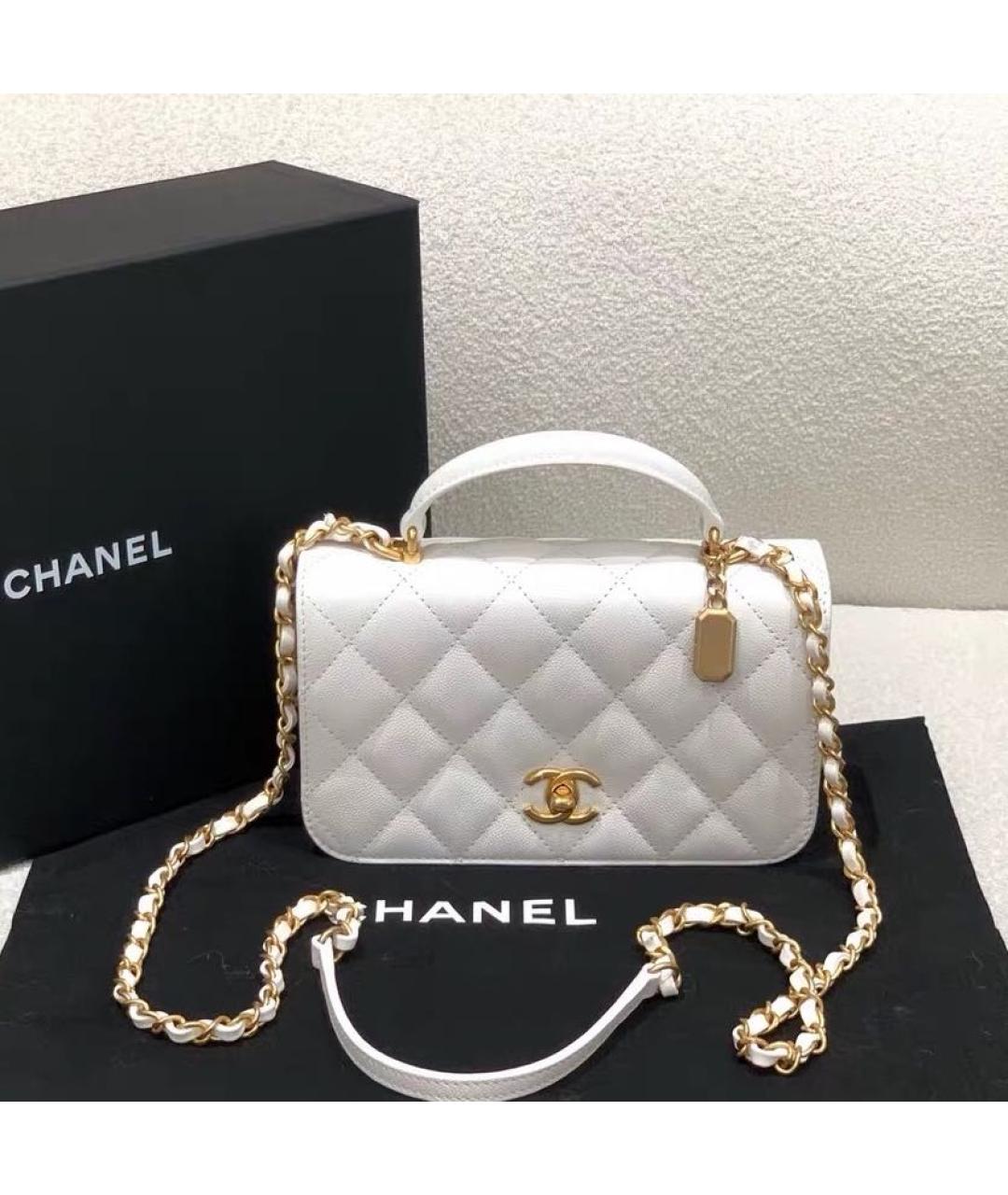 CHANEL Белая кожаная сумка через плечо, фото 2