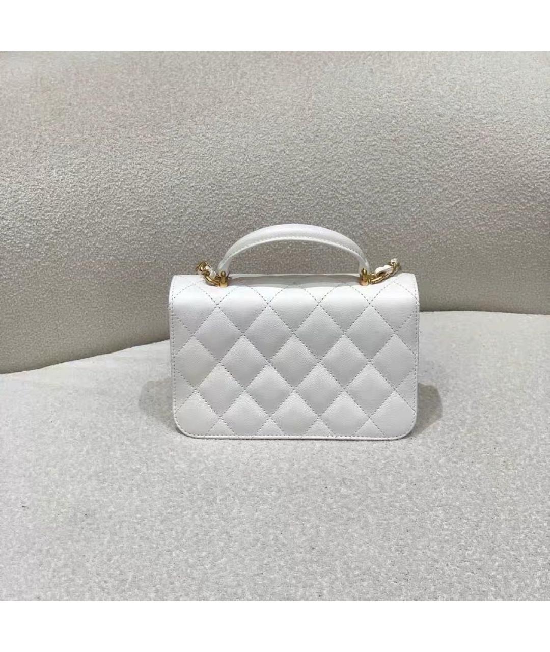 CHANEL Белая кожаная сумка через плечо, фото 4