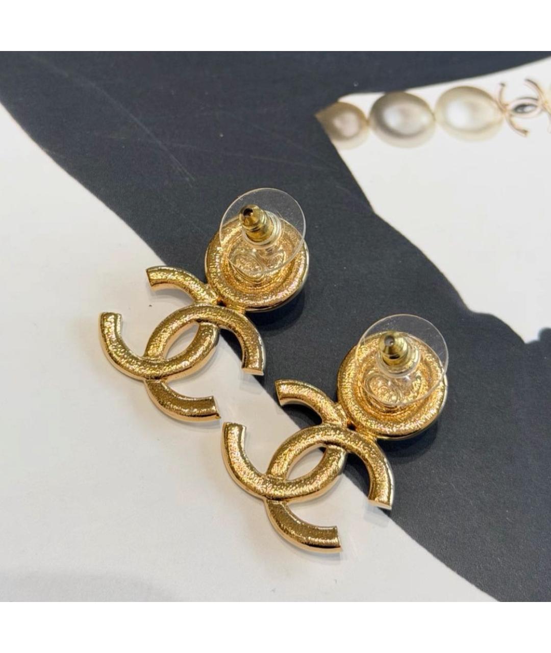 CHANEL Золотые металлические серьги, фото 5