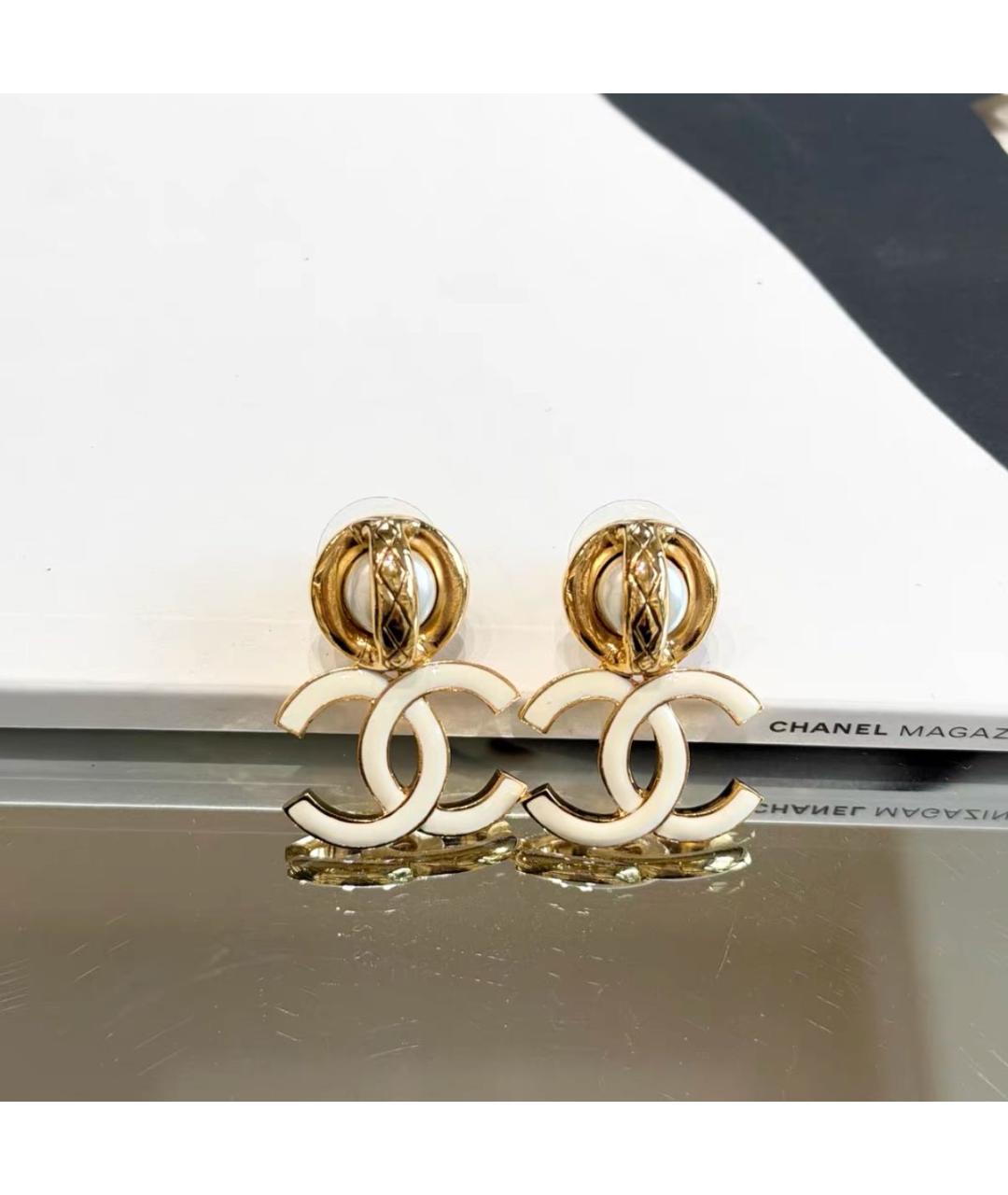CHANEL Золотые металлические серьги, фото 4