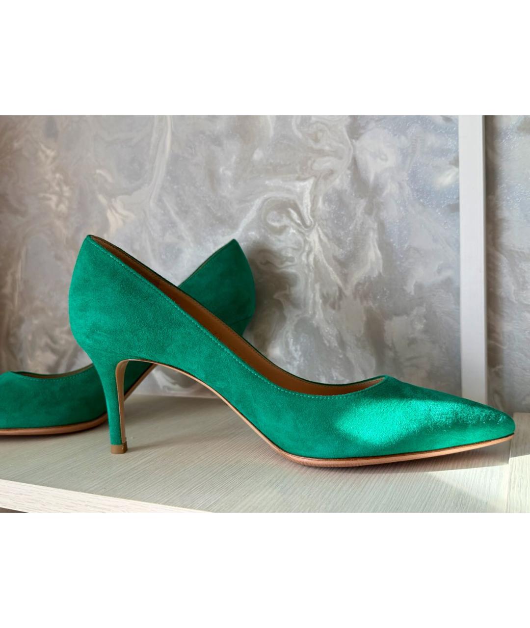 GIANVITO ROSSI Зеленые замшевые туфли, фото 6