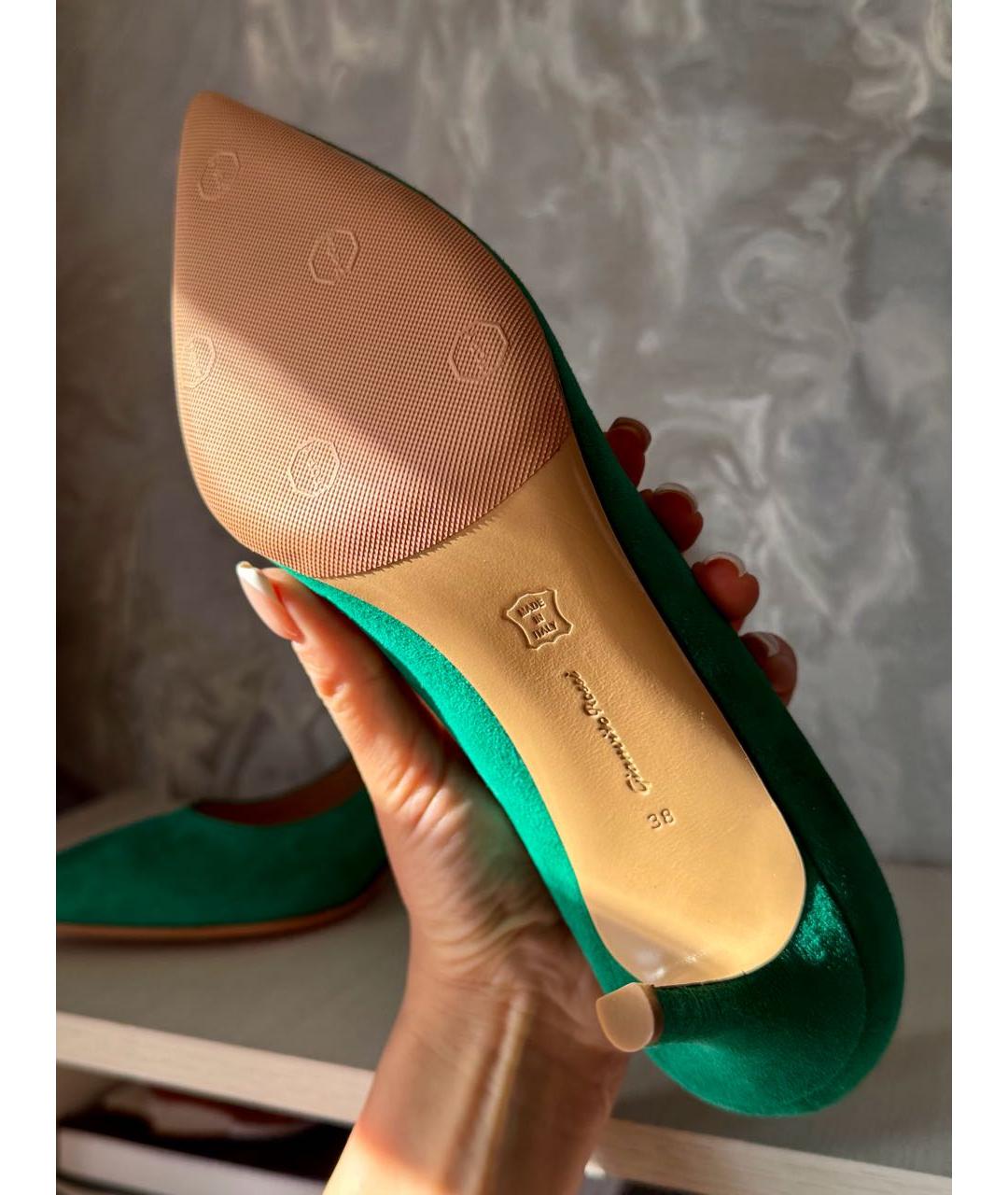 GIANVITO ROSSI Зеленые замшевые туфли, фото 4