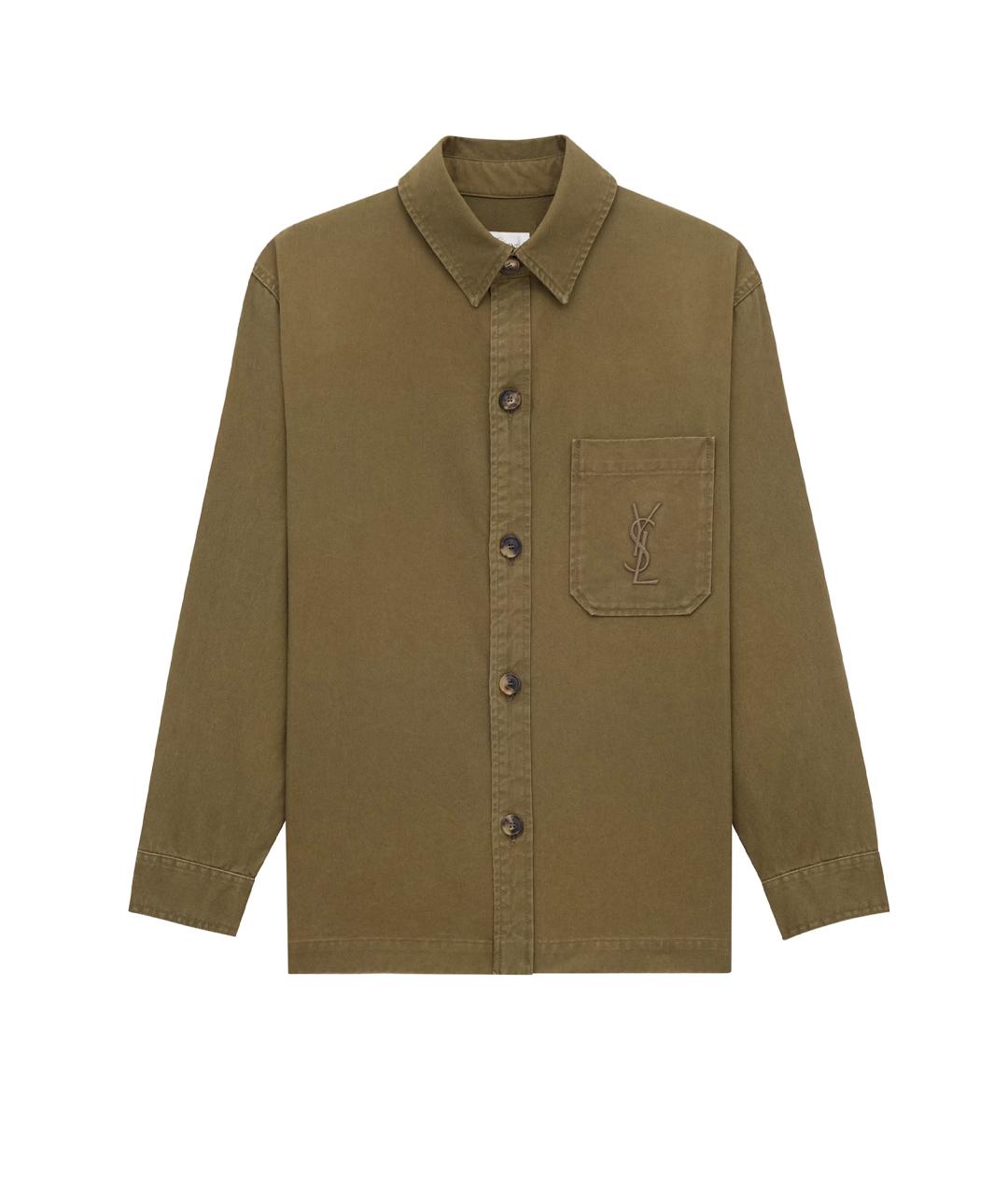 SAINT LAURENT Хаки хлопковая рубашка, фото 1