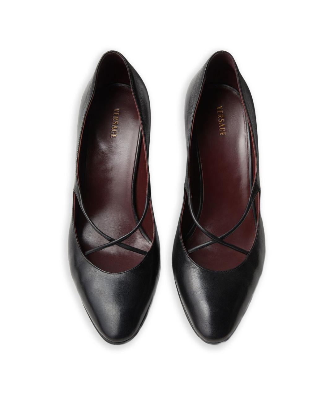 VERSACE Черные кожаные туфли, фото 5