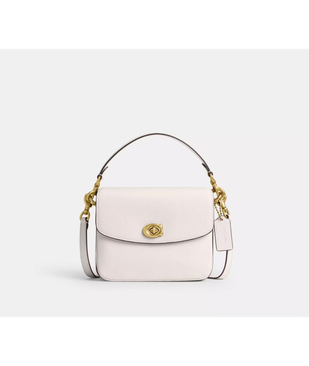 COACH Белая кожаная сумка с короткими ручками, фото 10
