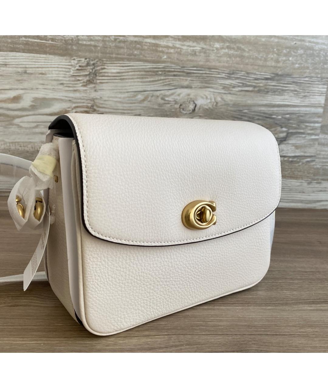 COACH Белая кожаная сумка с короткими ручками, фото 2
