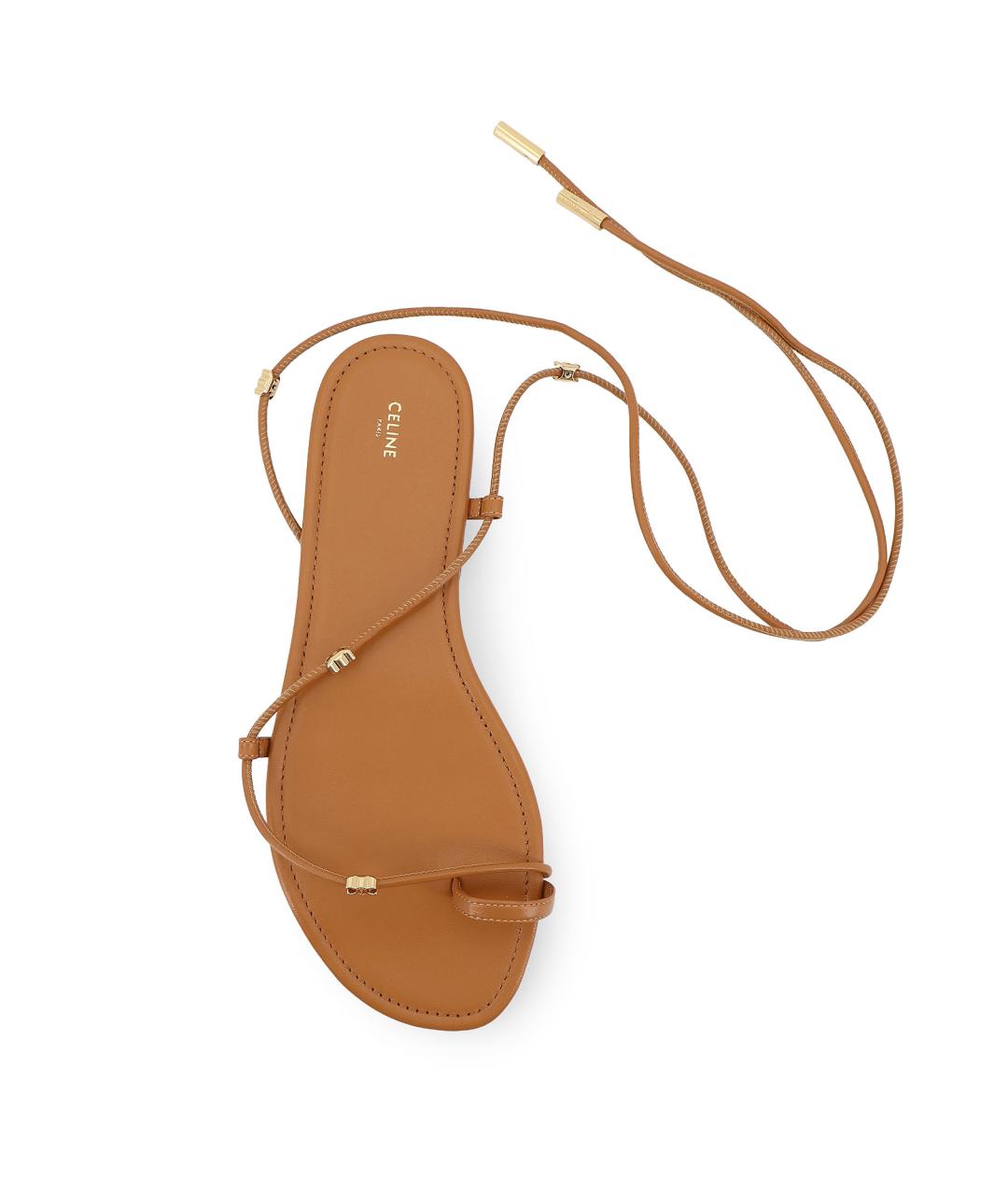 CELINE Бежевые кожаные сандалии, фото 2