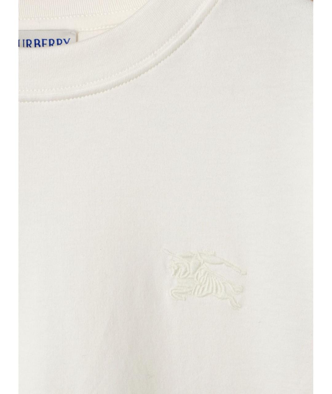 BURBERRY Белая хлопковая футболка, фото 2