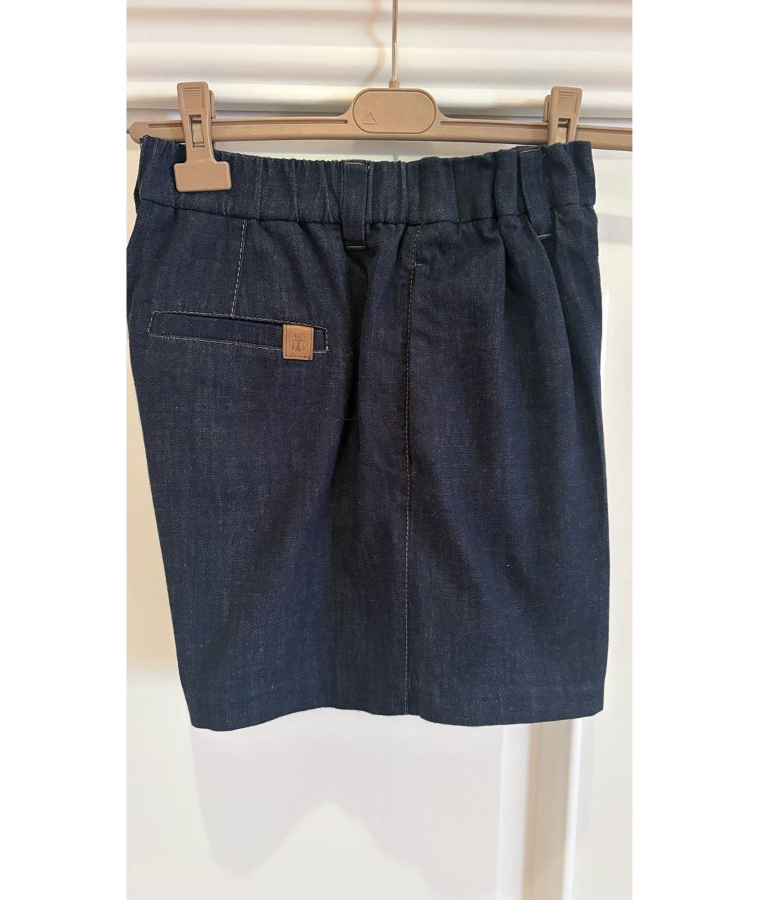 BRUNELLO CUCINELLI Темно-синие деним шорты, фото 7