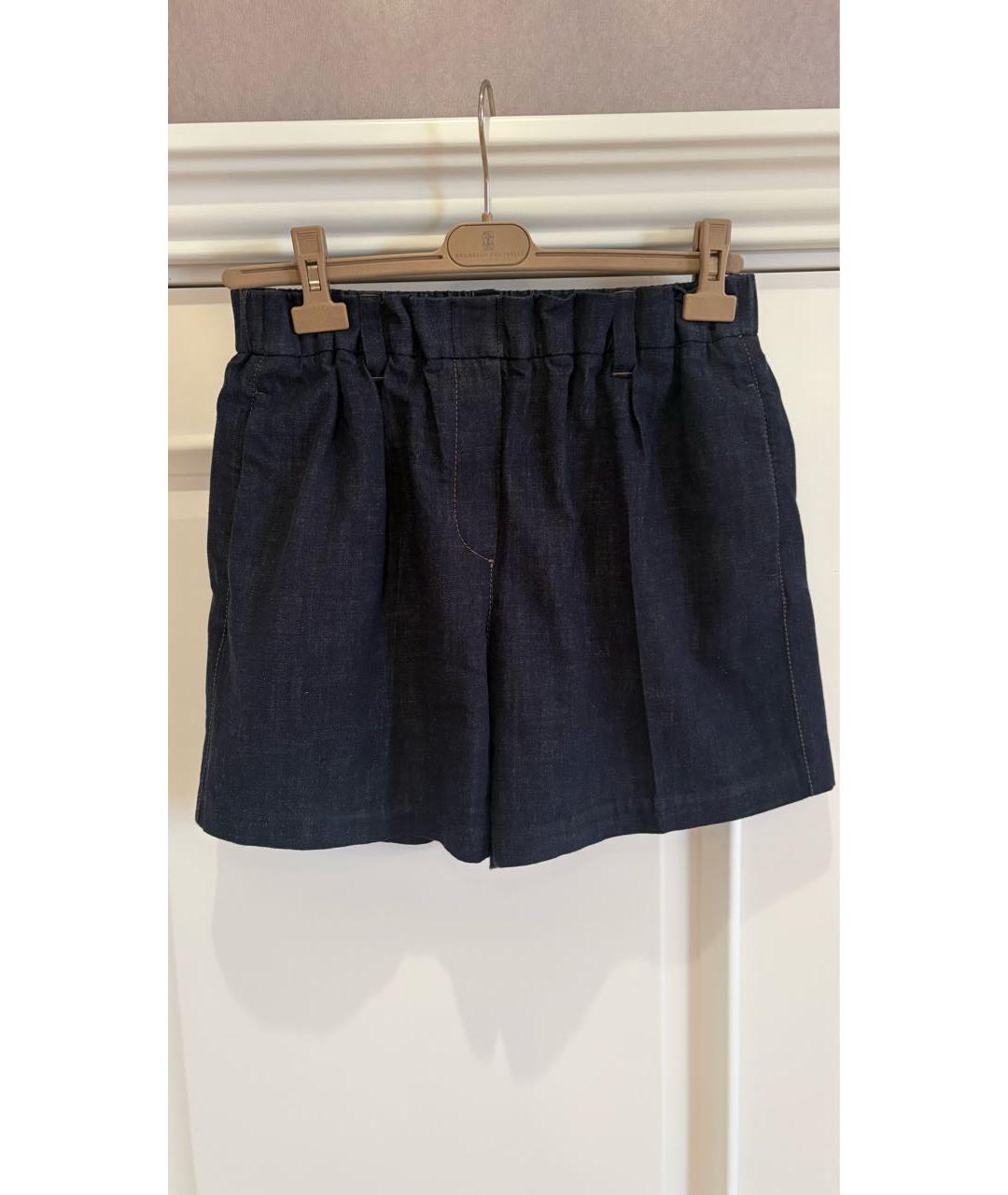 BRUNELLO CUCINELLI Темно-синие деним шорты, фото 2