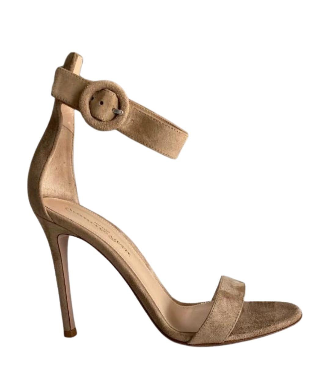 GIANVITO ROSSI Бежевые замшевые босоножки, фото 1
