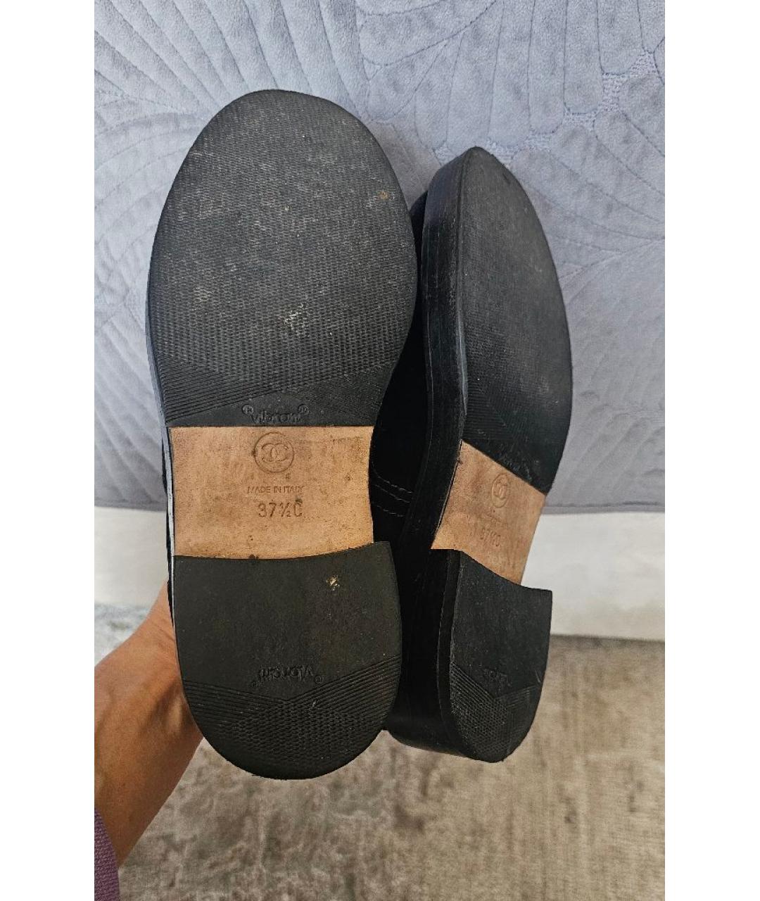 CHANEL Черные бархатные лоферы, фото 7