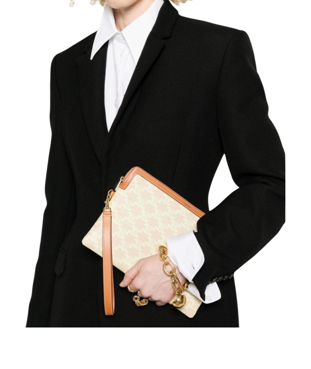 CELINE Бежевый кожаный кошелек, фото 3