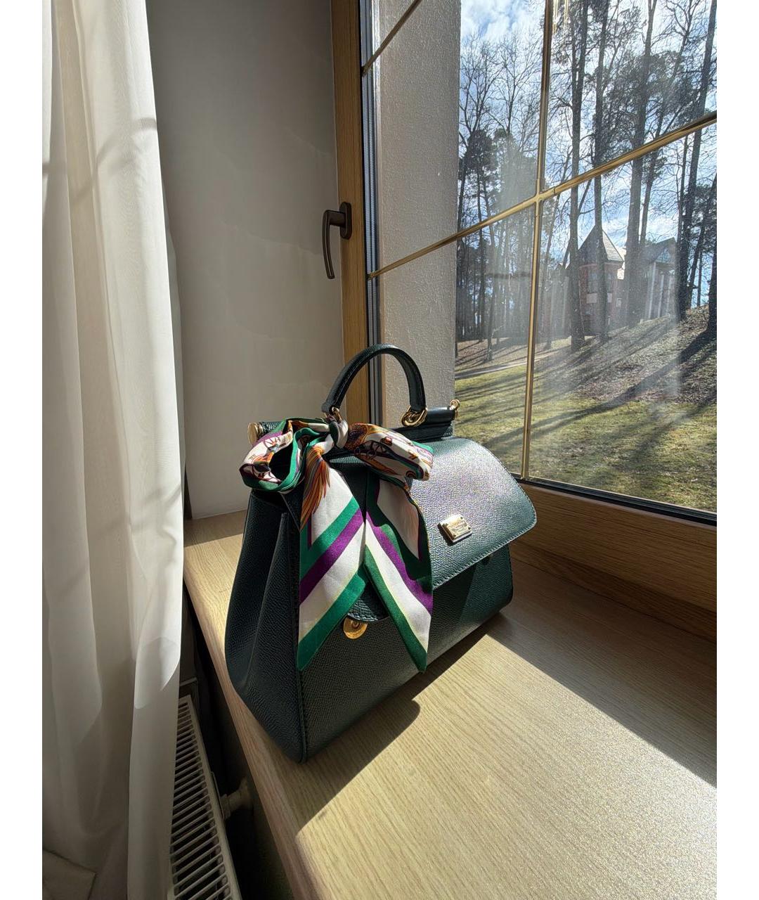 DOLCE&GABBANA Зеленая кожаная сумка с короткими ручками, фото 2