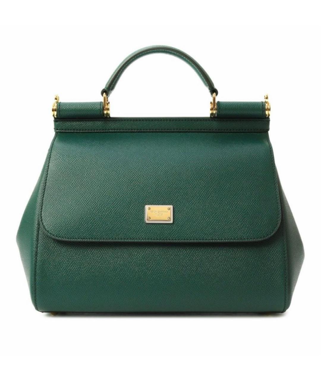 DOLCE&GABBANA Зеленая кожаная сумка с короткими ручками, фото 8