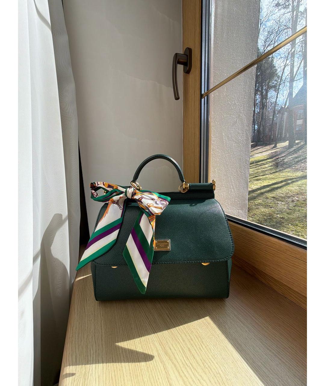 DOLCE&GABBANA Зеленая кожаная сумка с короткими ручками, фото 9