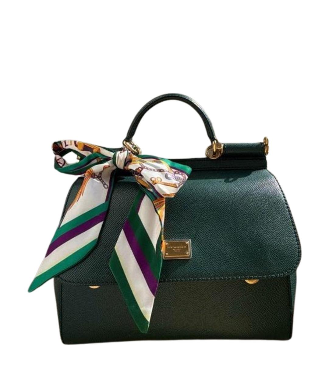 DOLCE&GABBANA Зеленая кожаная сумка с короткими ручками, фото 1