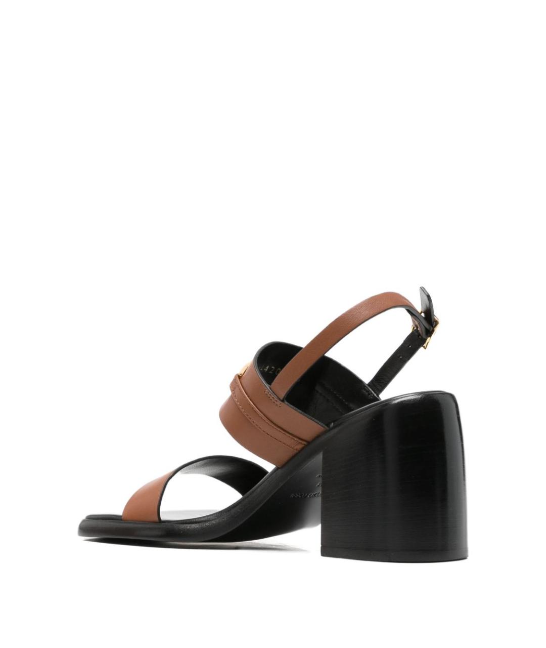 SERGIO ROSSI Коричневые кожаные босоножки, фото 3