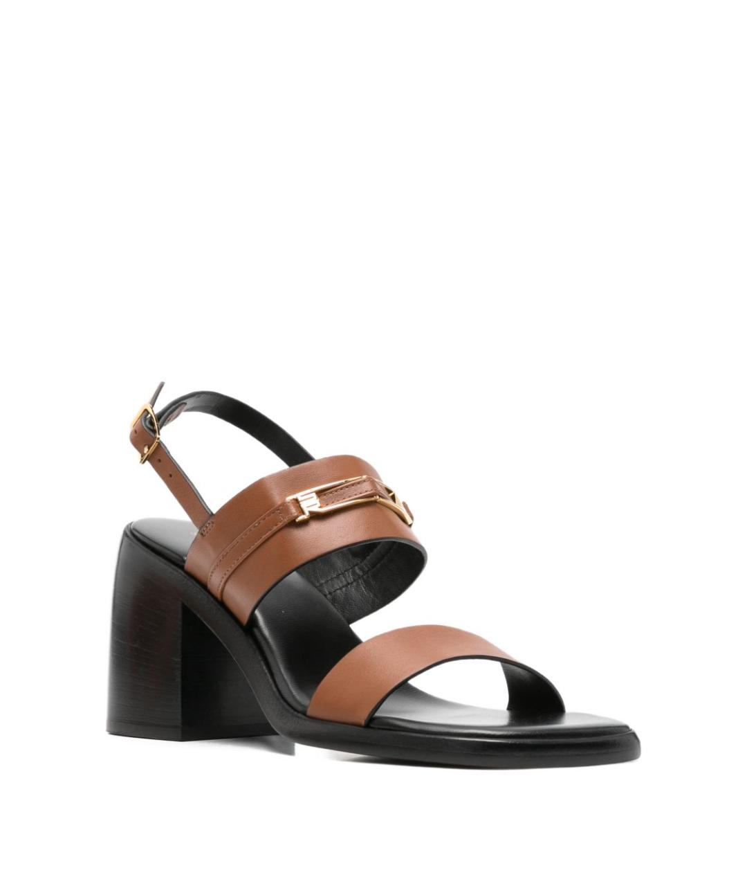 SERGIO ROSSI Коричневые кожаные босоножки, фото 2