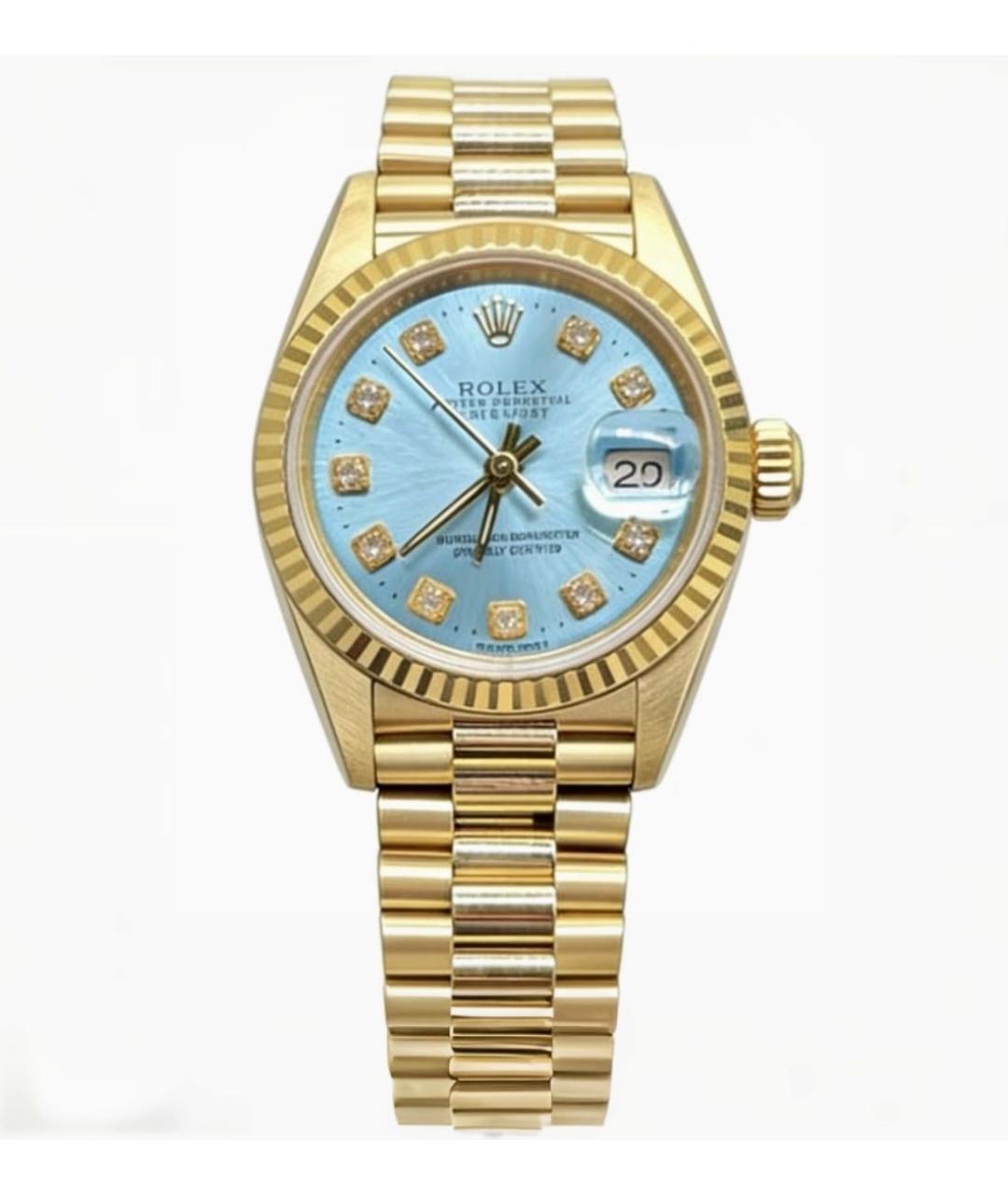 ROLEX Голубые часы из желтого золота, фото 7