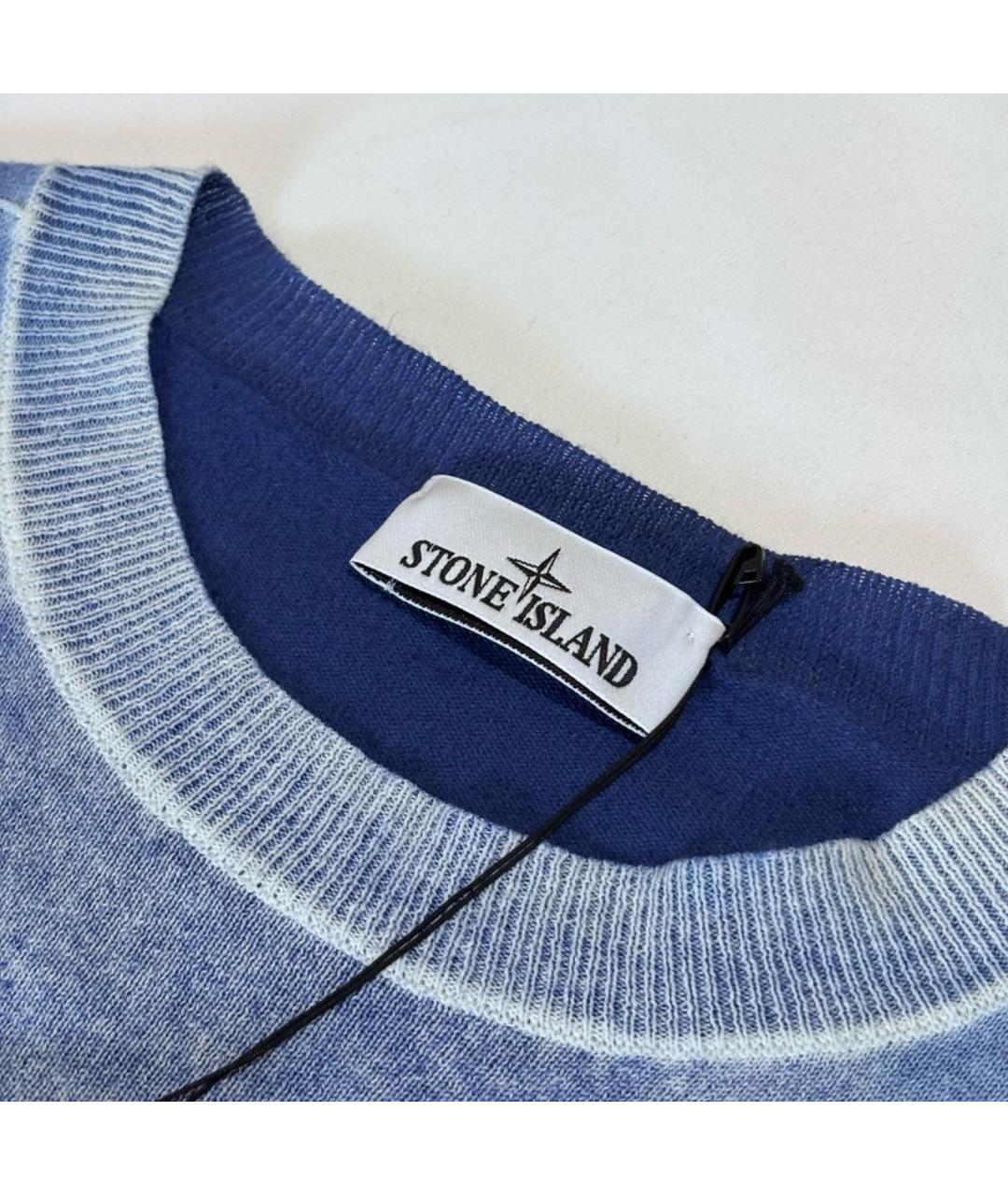STONE ISLAND Голубой хлопковый джемпер / свитер, фото 5