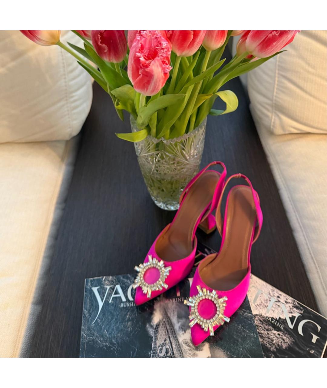 Amina Muaddi Фуксия туфли, фото 5