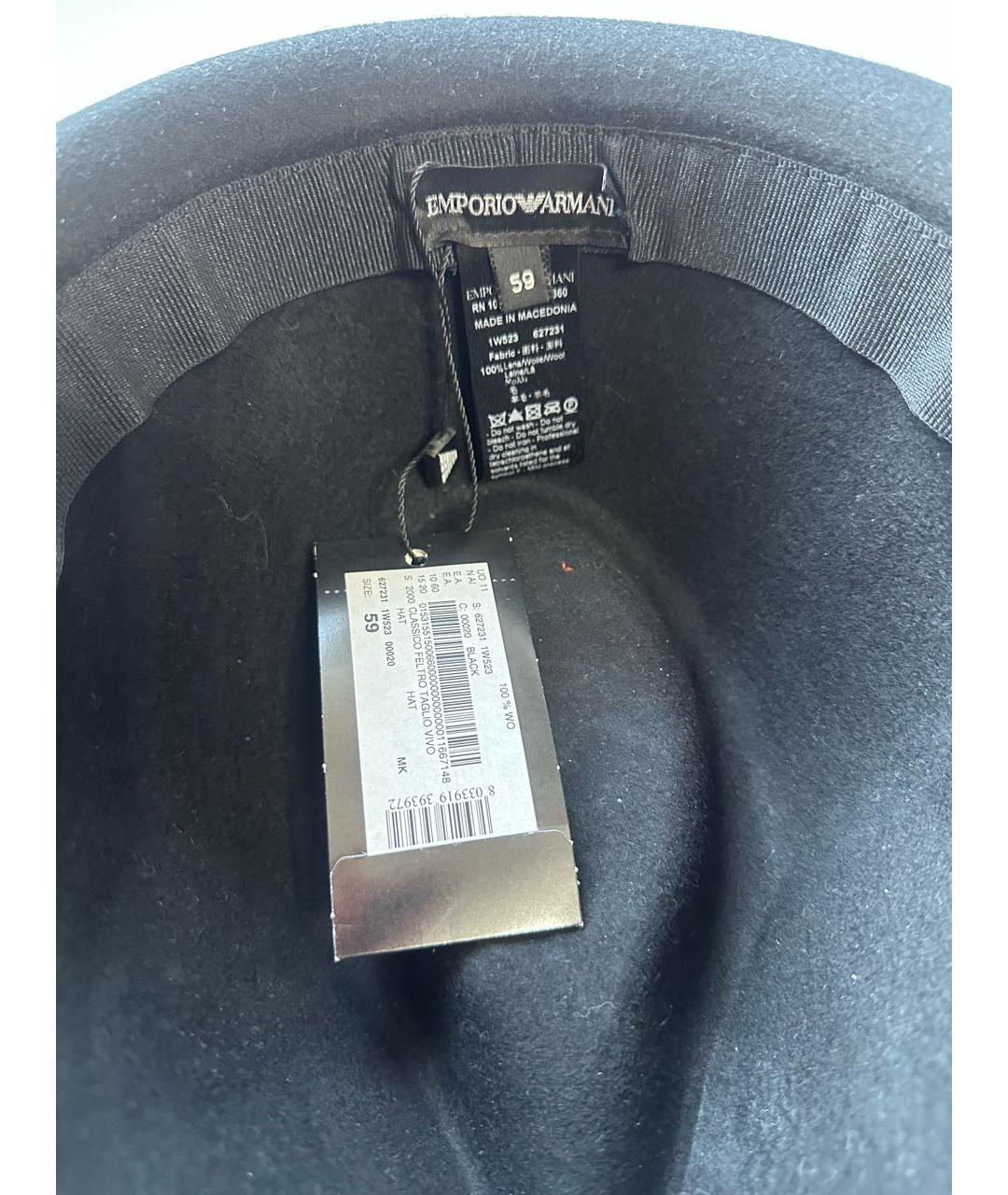 EMPORIO ARMANI Черная шерстяная шляпа, фото 4