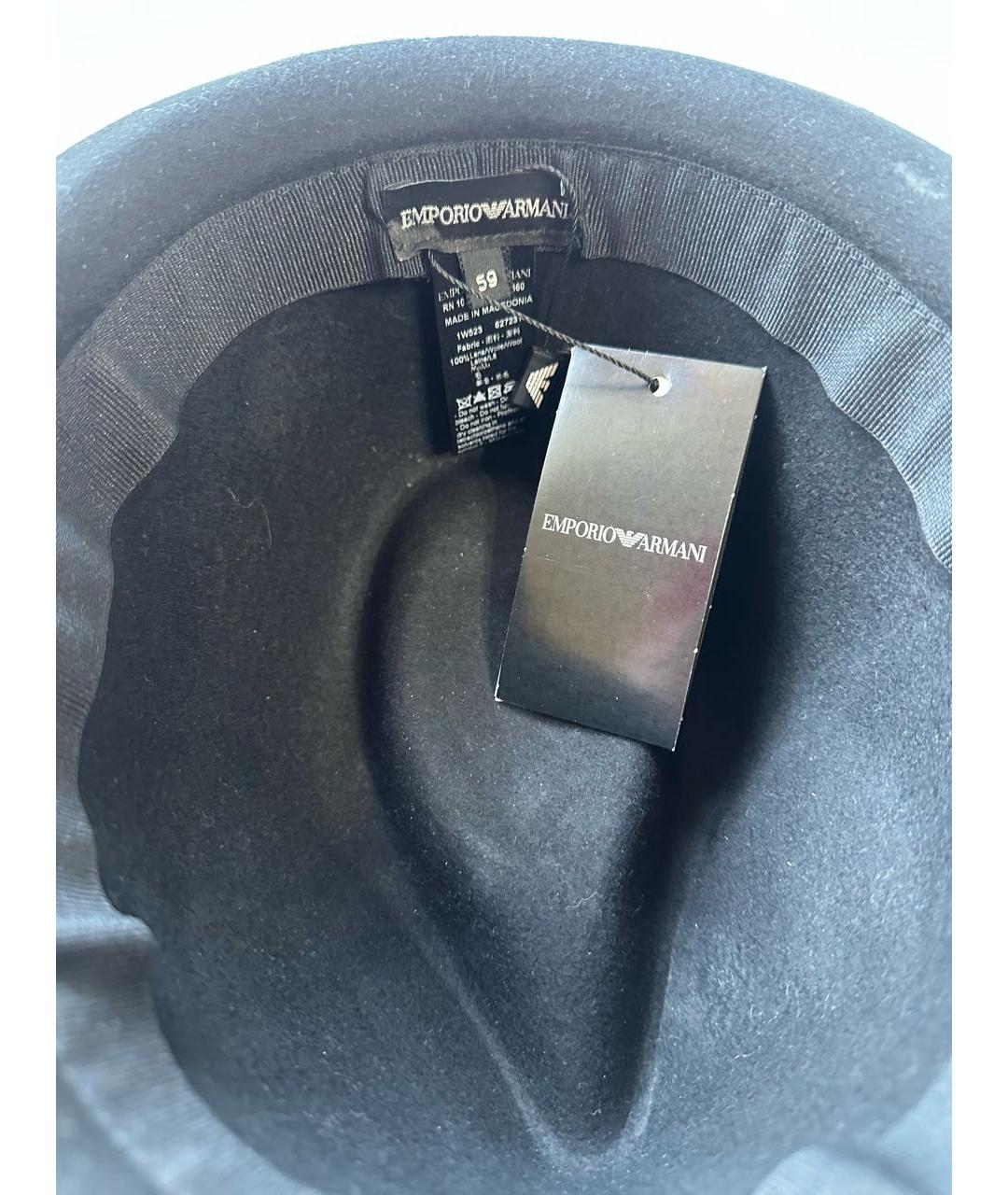 EMPORIO ARMANI Черная шерстяная шляпа, фото 3