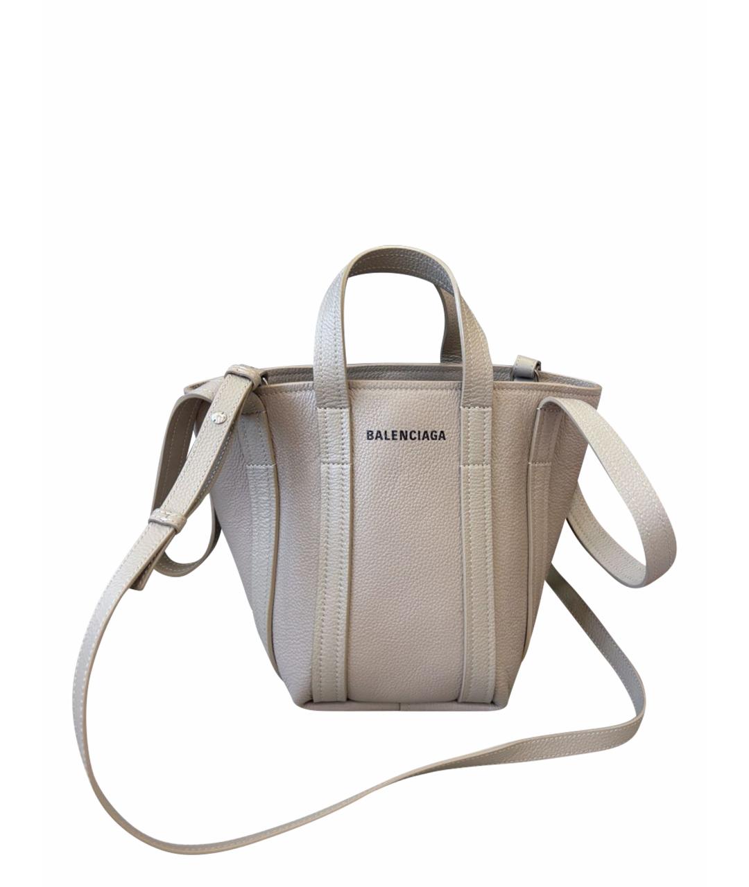 BALENCIAGA Бежевая кожаная сумка через плечо, фото 1