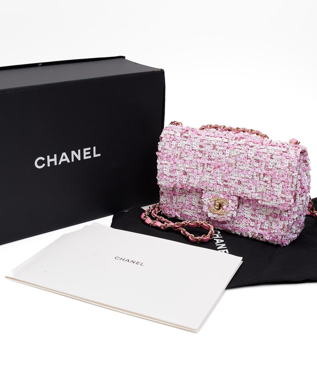 CHANEL Розовая твидовая сумка тоут, фото 9