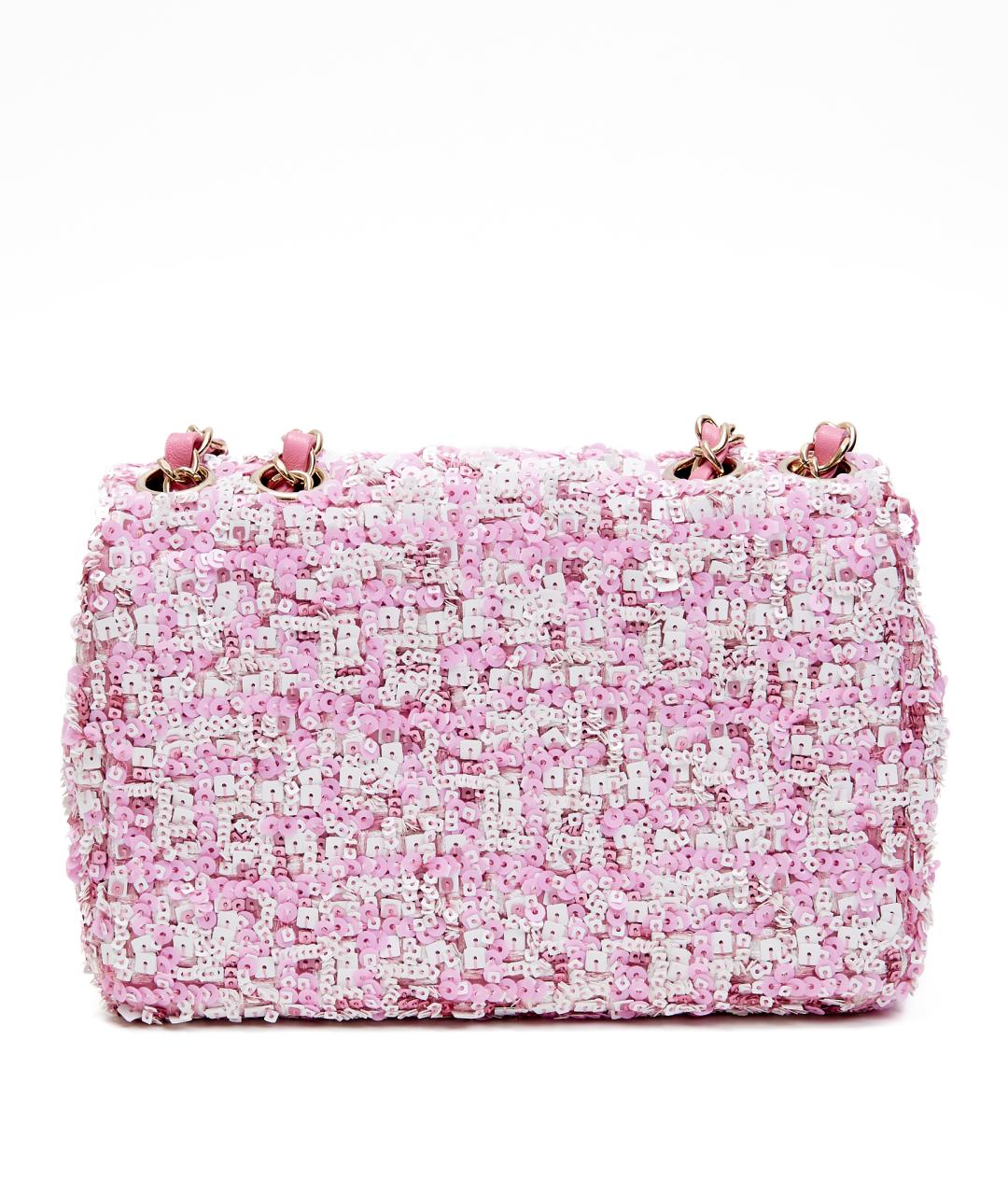 CHANEL Розовая твидовая сумка тоут, фото 3