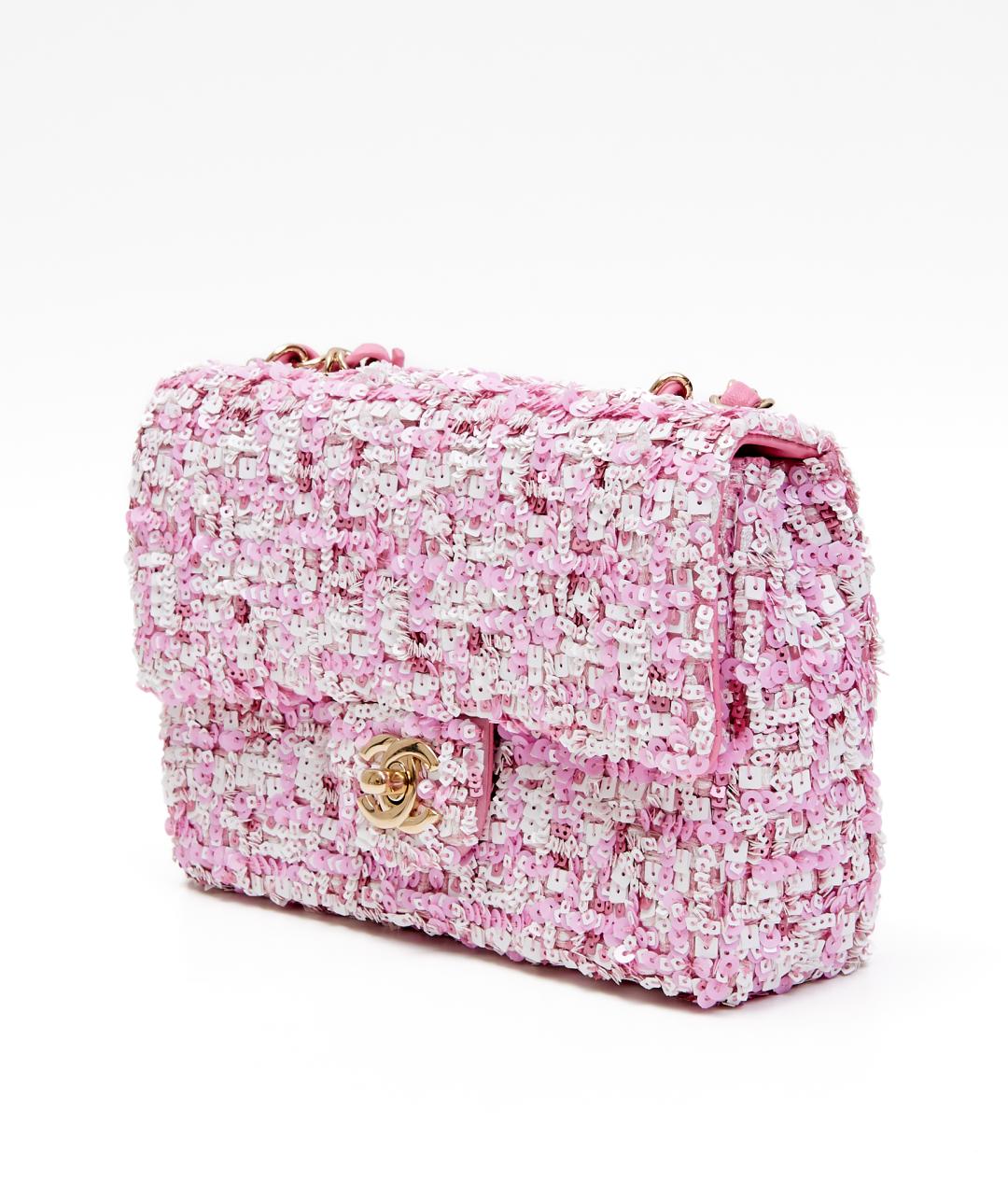 CHANEL Розовая твидовая сумка тоут, фото 2